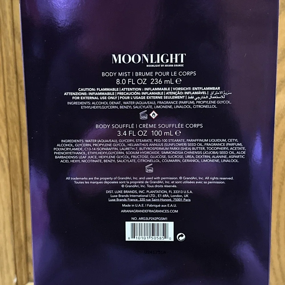 Ariana Grande Moonlight -body mist and body Soufflé Set‎